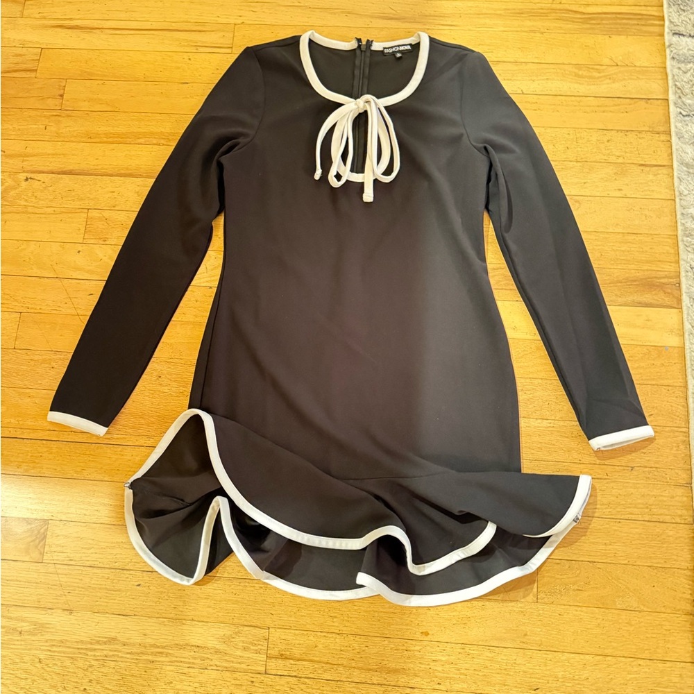 Fashion Nova Black Dress with Cream Trim